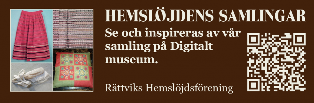 Banner för Rättviks hemslöjdsförening på Digitalt museum i Hemslöjdens samlingar