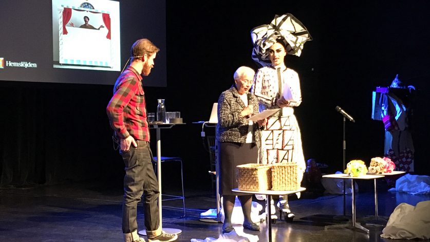 Jonatan Malm, Barbro Wingstrand och Robert Fux på scen