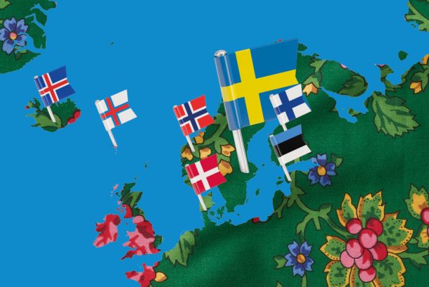 Nordisk karta med flaggor