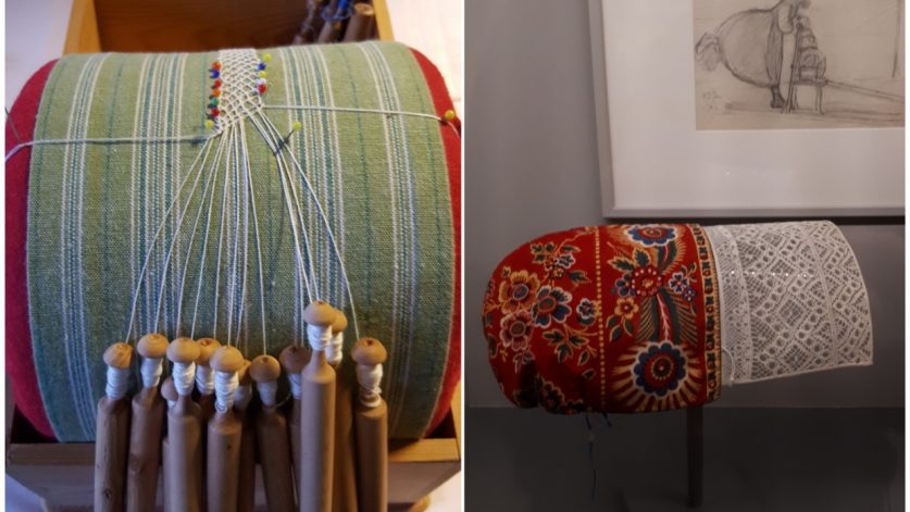 Dalknyppelkudde och Gagnefshätta från Ottilia Adelborgmuseet.
